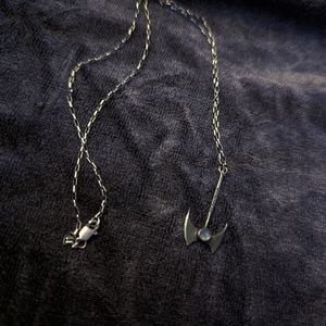 Super rare OOAK Taxilhoax sterling silver tiny axe necklace with Moonstone